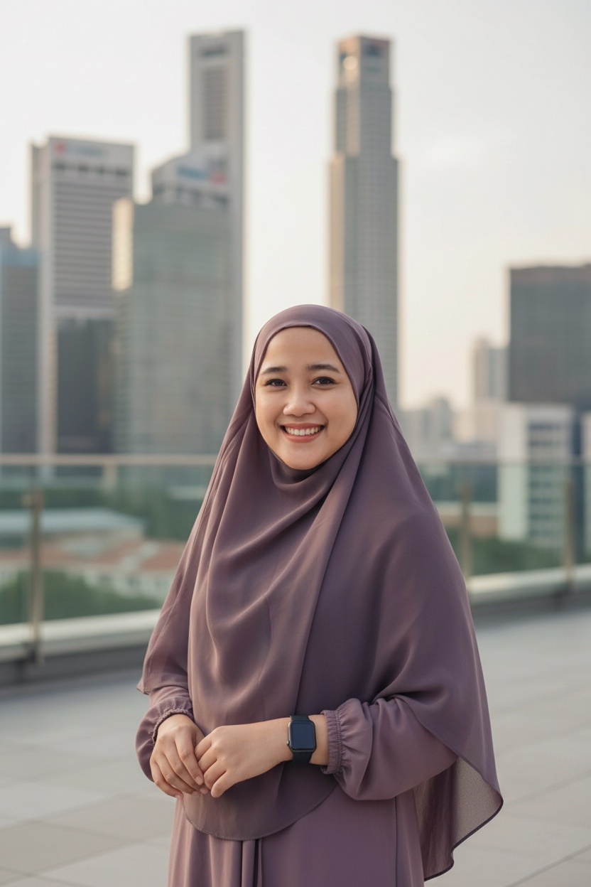 Wanita di rooftop Hotel